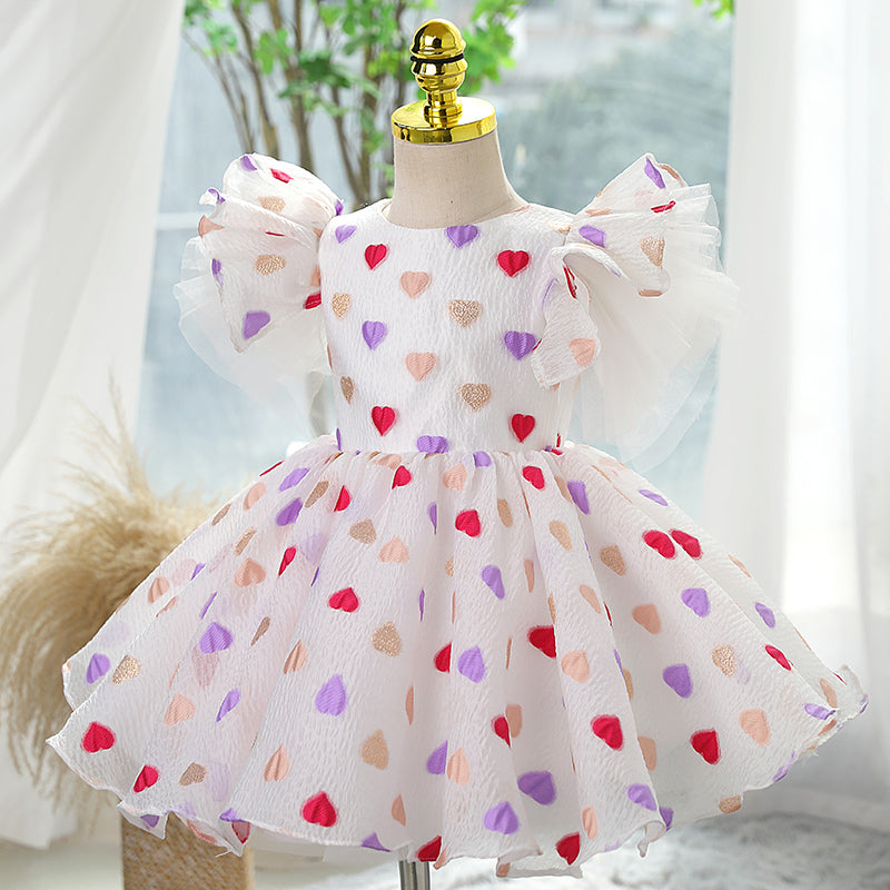 A-Line Flower Girl Dress with Bell Sleeves - Tea Length
