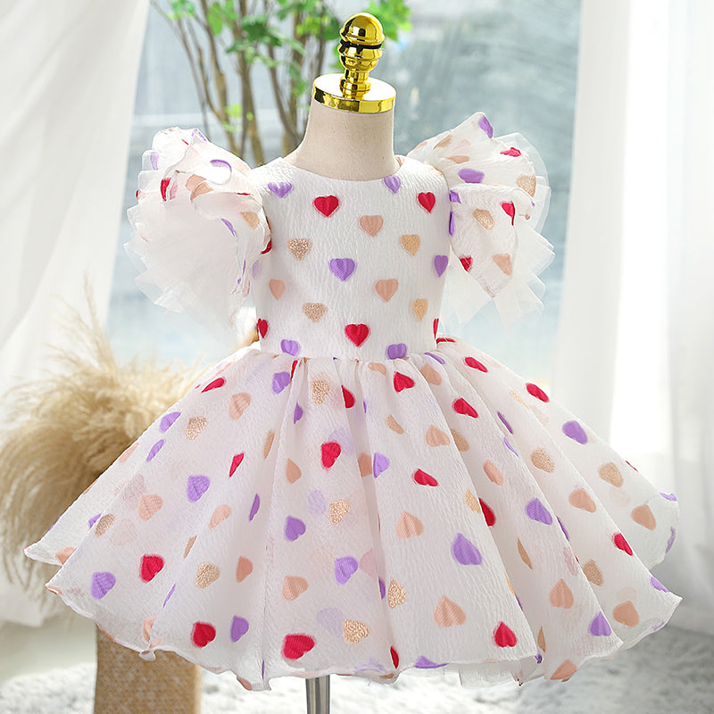 A-Line Flower Girl Dress with Bell Sleeves - Tea Length