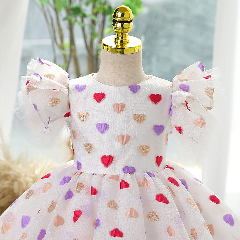 A-Line Flower Girl Dress with Bell Sleeves - Tea Length