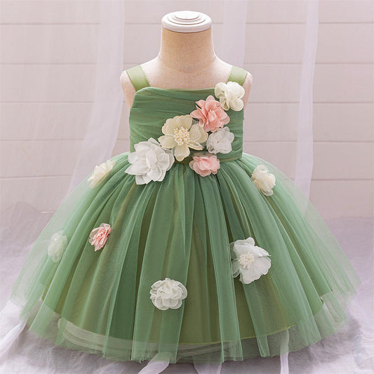 A-Line Princess Flower Girl Dress with Flowers and Bows