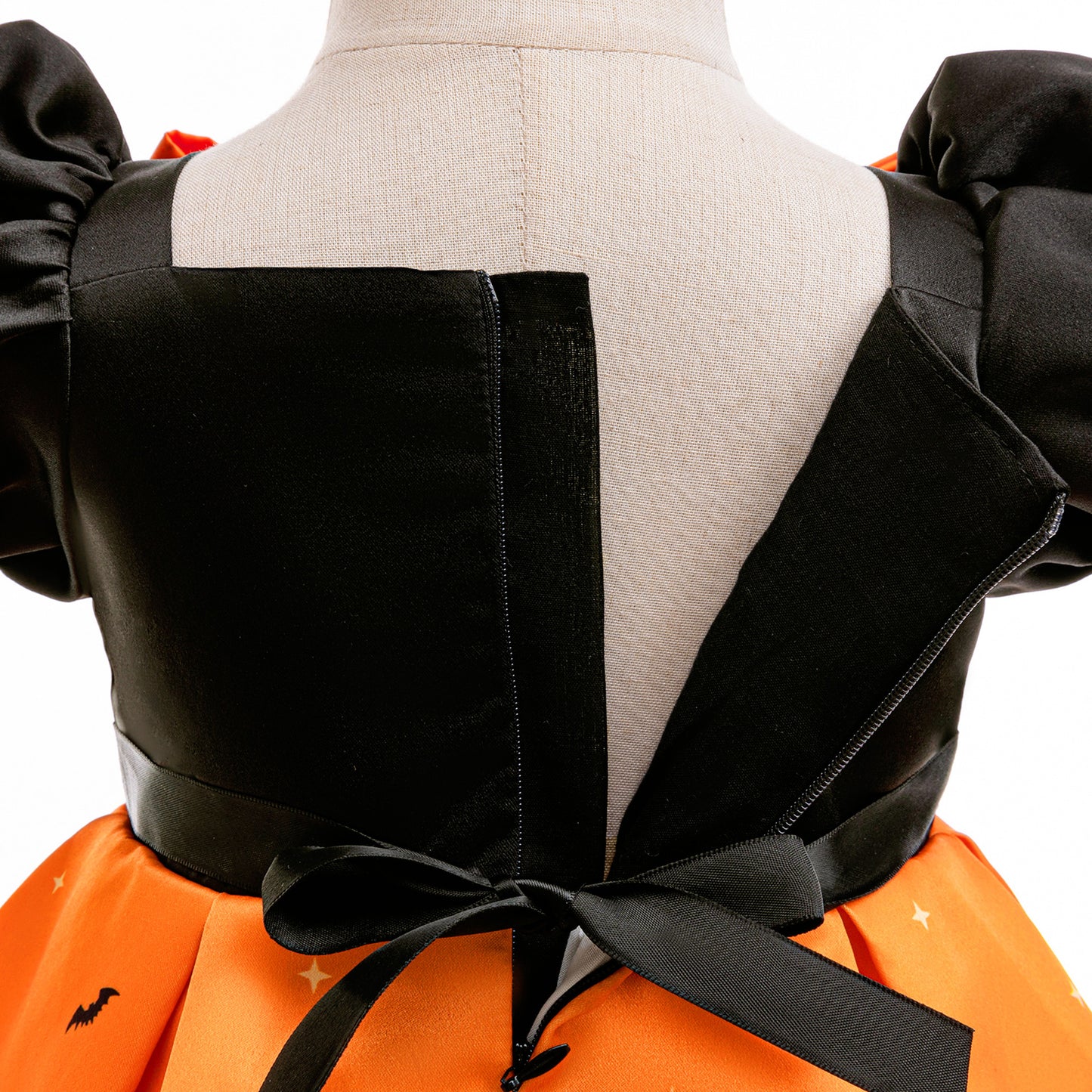Orange Princess Halloween Costume Dress for Girls – Satin Bow Ruffle Party Outfit