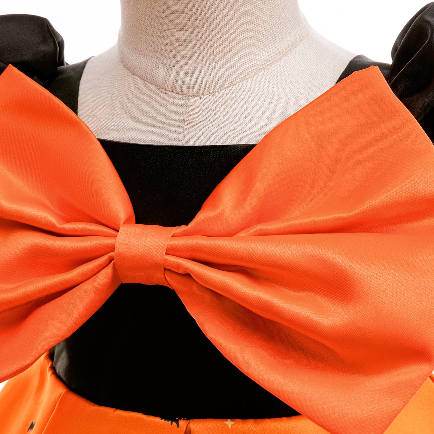 Orange Princess Halloween Costume Dress for Girls – Satin Bow Ruffle Party Outfit
