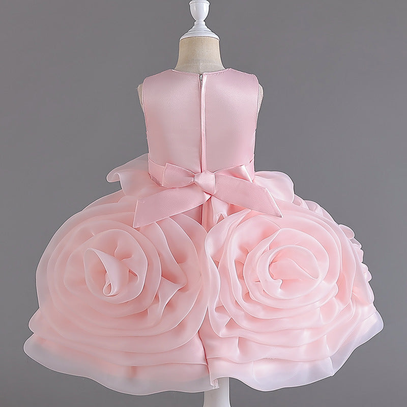 Pink A-Line Organza Flower Girl Dress with Sequins – Special Occasion & Partywear