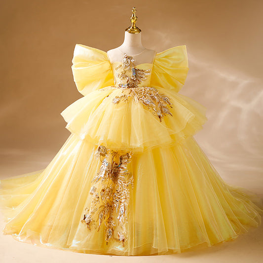 A-Line Sweetheart Yellow Organza Flower Girl Dress for Special Occasion