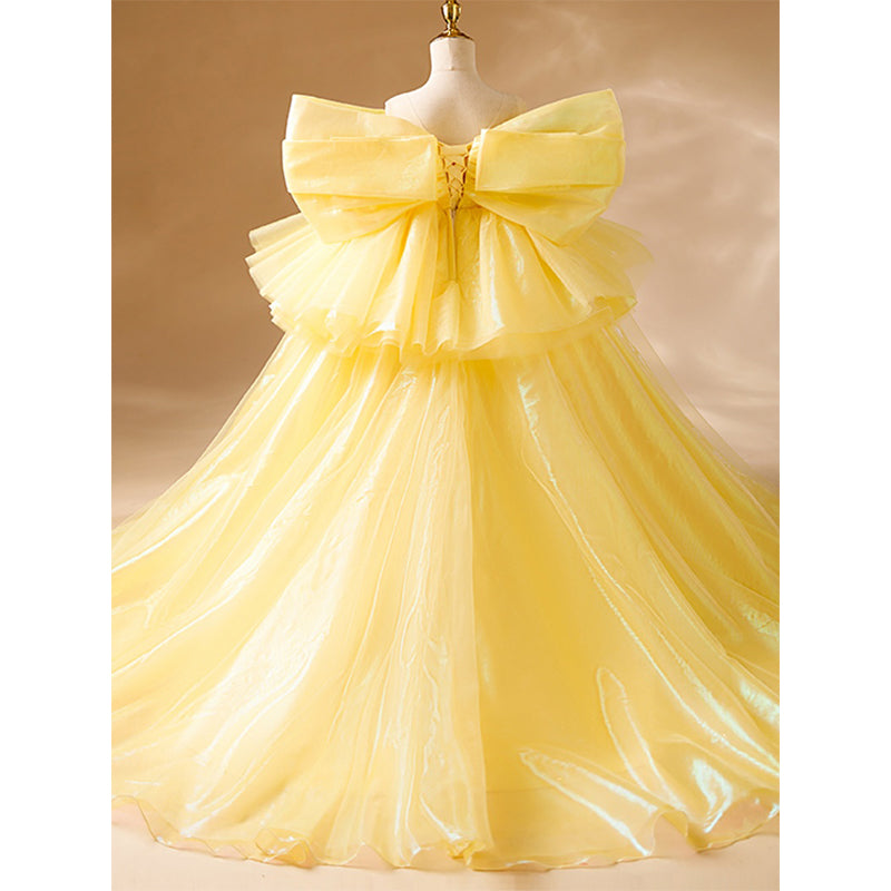 A-Line Sweetheart Yellow Organza Flower Girl Dress for Special Occasion