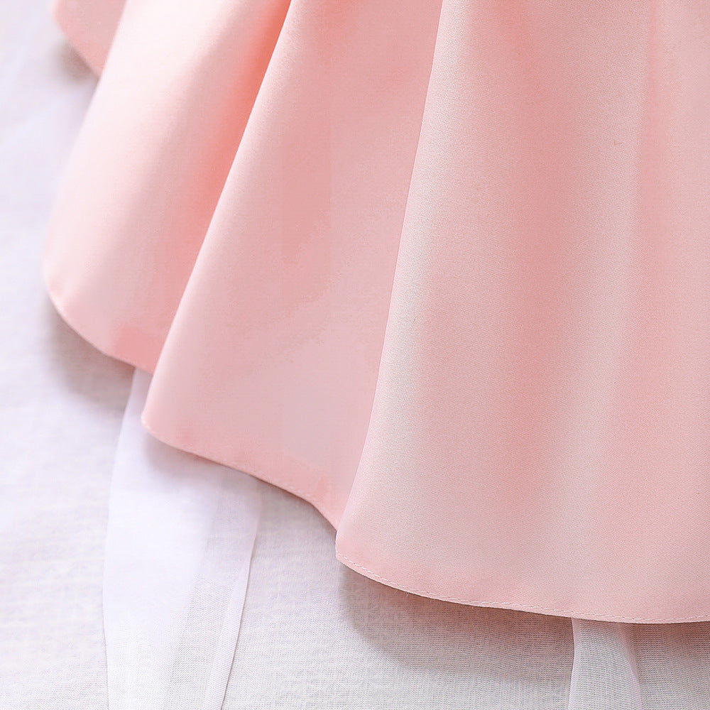 A-line Tea-Length Flower Girl Dress with Beaded Floral Lace