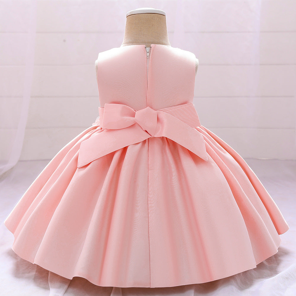 A-line Tea-Length Flower Girl Dress with Beaded Floral Lace