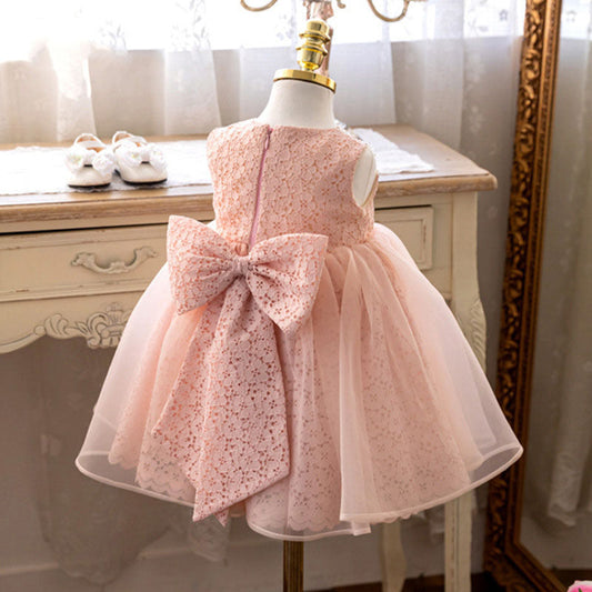 Ball Gown Lace & Tulle Flower Girl Dress with Ruffle Sleeves
