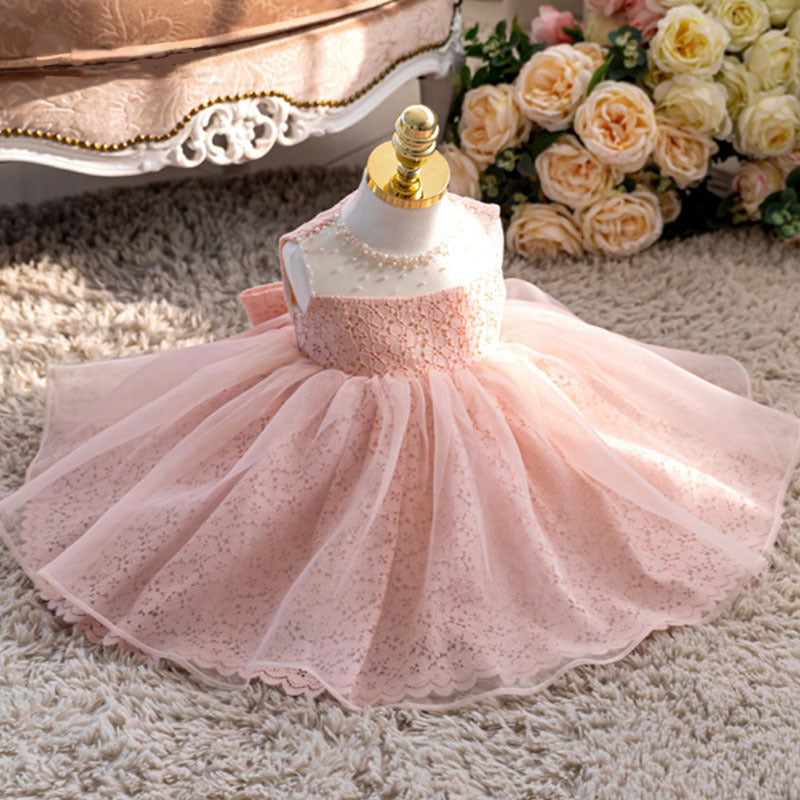 Ball Gown Lace & Tulle Flower Girl Dress with Ruffle Sleeves