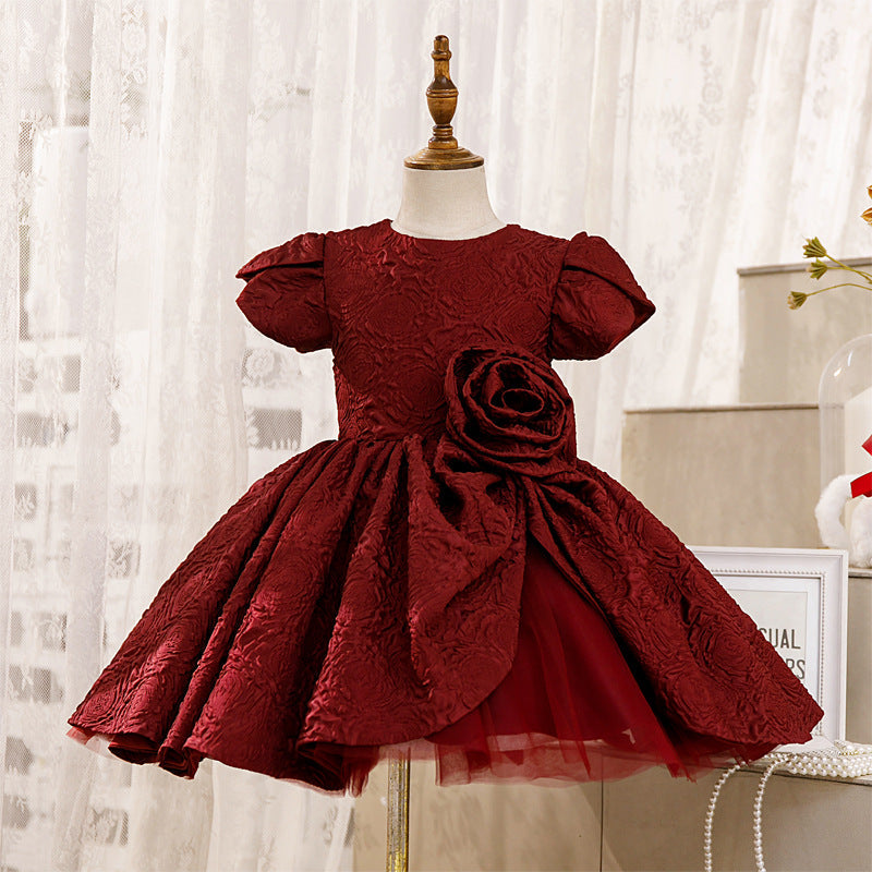 burgundy newborn dress Baby Girls Formal Infant Birthday Party Lace Frocks Easter Dresses with Headwear (Burgundy 8348,3M): Clothing, Shoes & Jewelry and the bonus beanie keeps your baby cozy Princess Dress Wine Colored Baby
