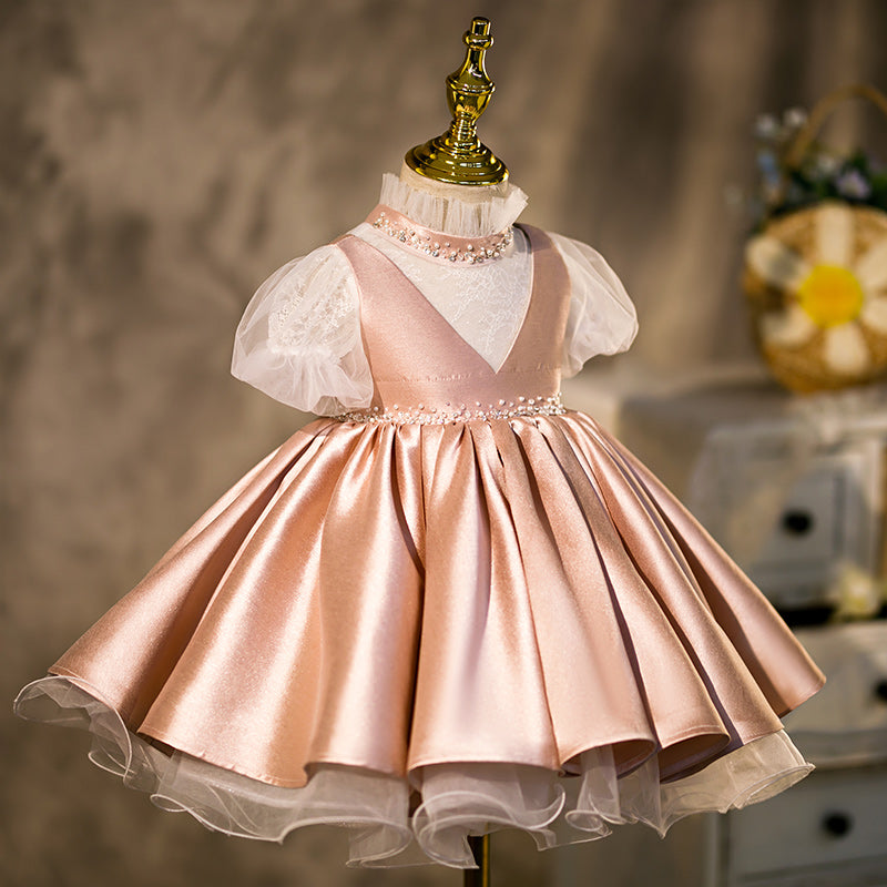 Champagne Princess Flower Girl Dress with Ruffles