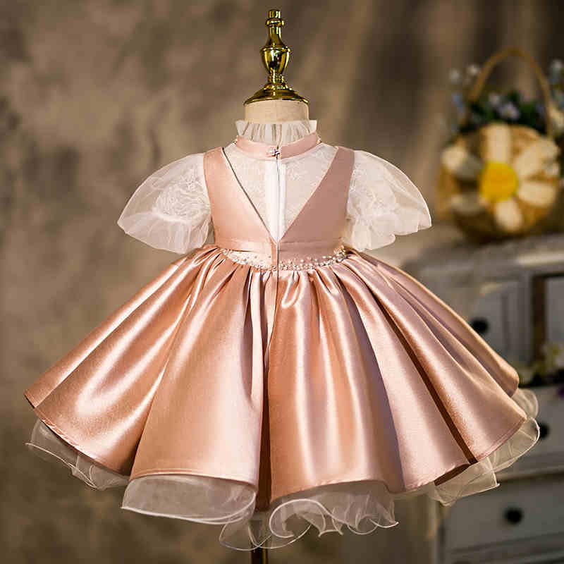 Champagne Princess Flower Girl Dress with Ruffles