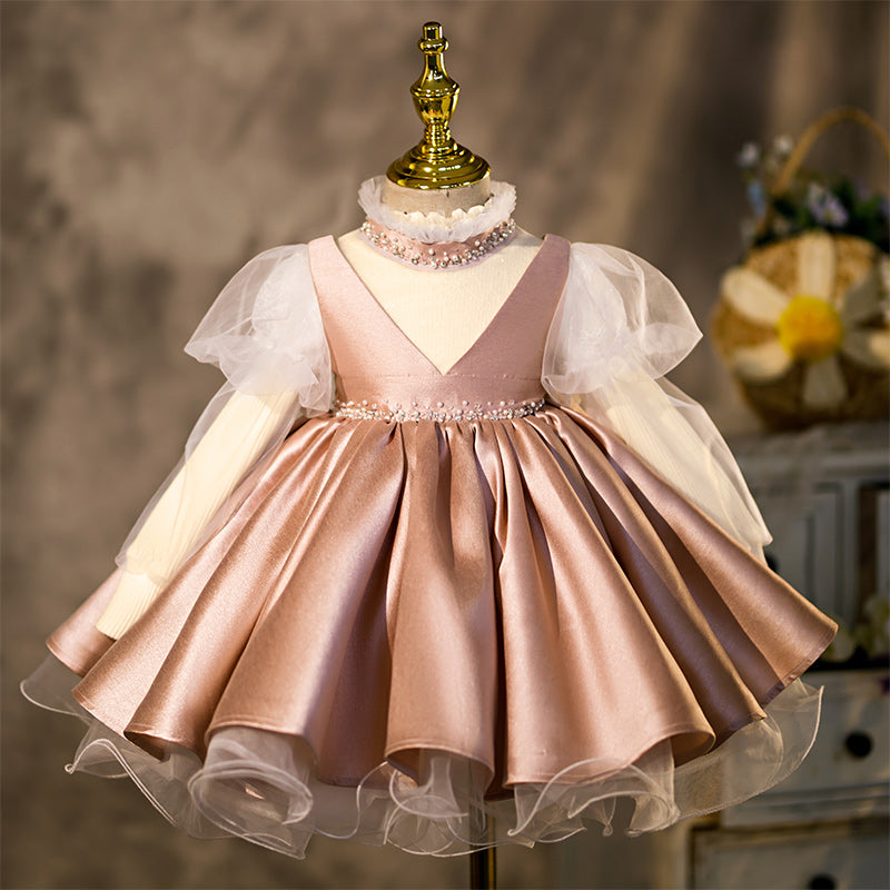 Champagne Princess Flower Girl Dress with Ruffles