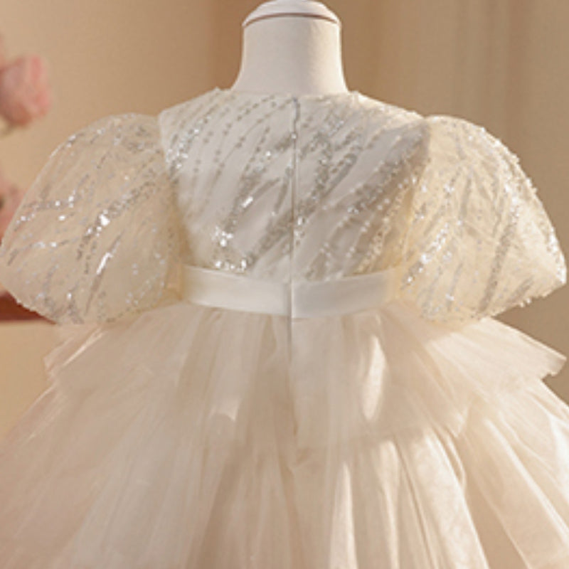 Champagne Sequin Flower Girl Ball Gown Dress for Toddlers & Kids | Knee Length Princess Dress