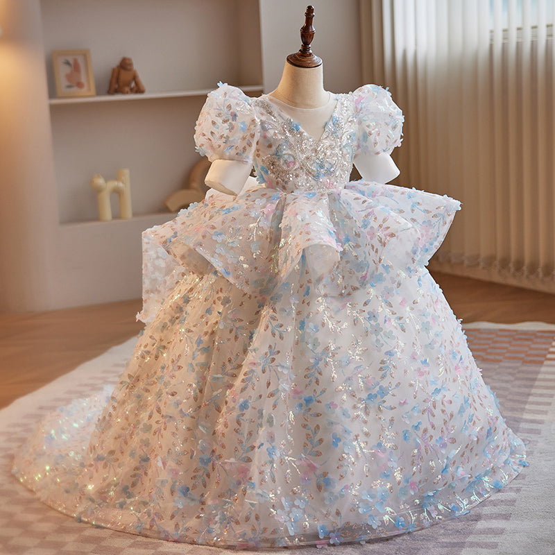 Children's White Sequin Ball Gown – Flower Girl & Special Occasion Dress