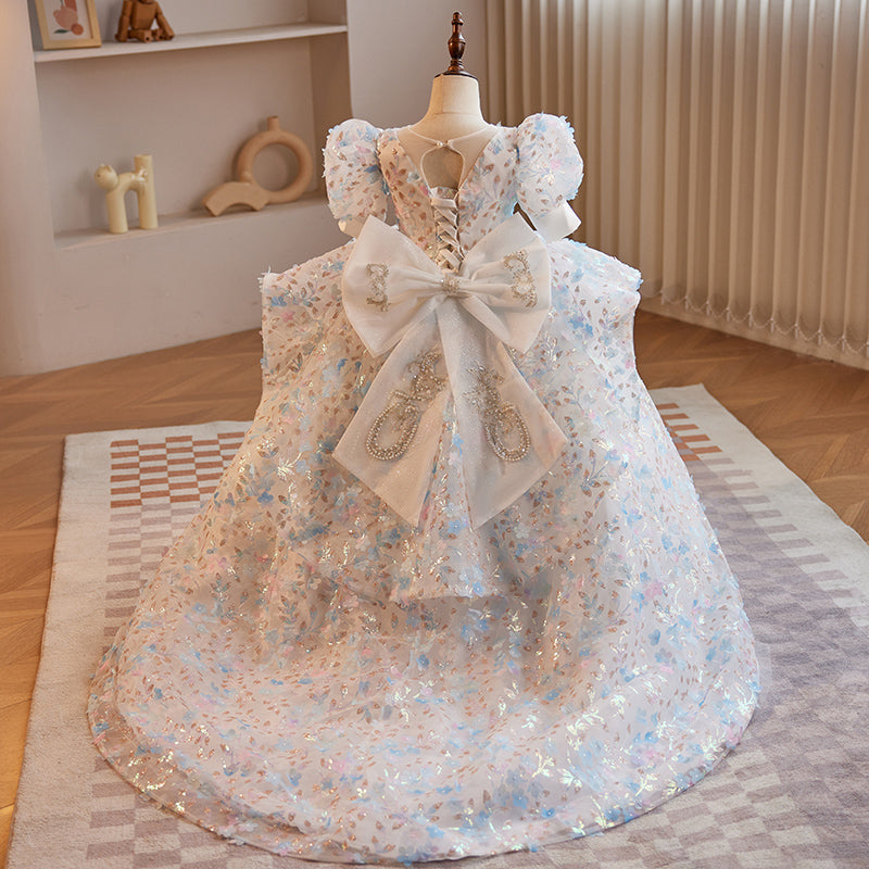 Children's White Sequin Ball Gown – Flower Girl & Special Occasion Dress