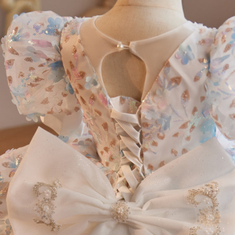 Children's White Sequin Ball Gown – Flower Girl & Special Occasion Dress