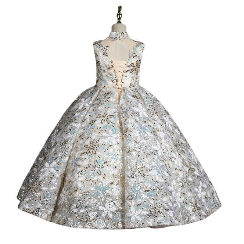 Colorful Sequined Flower A-Line Ball Gown for Girls | Special Occasion Dress