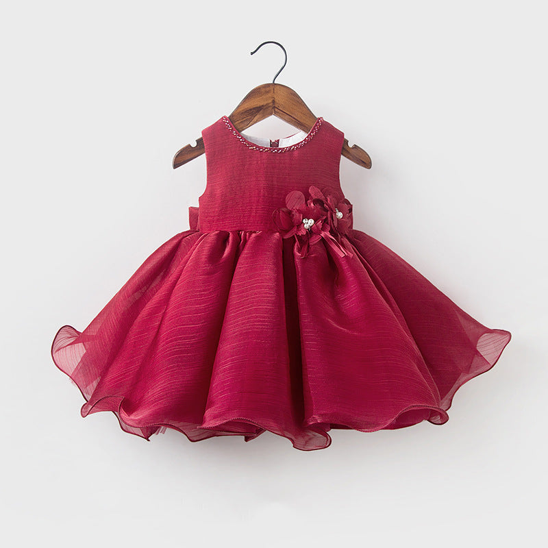 dark pink flower girl dresses TT_5852_FUS - Fuchsia Satin and Tulle Dress with Square Neckline and Cap Sleeves - Hot Pinks and Fuchsia - Flower Girl Dresses