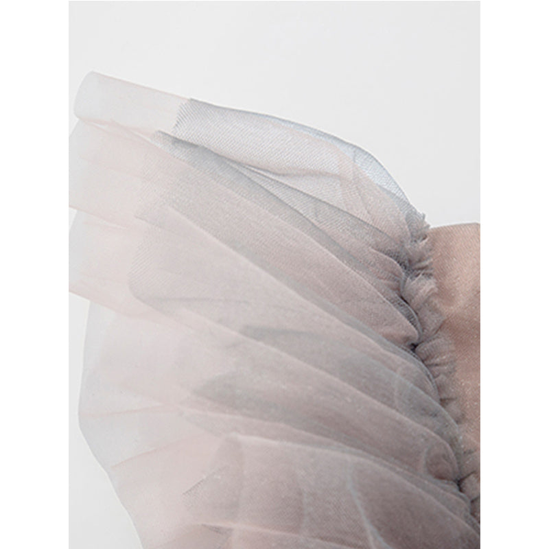 Dusty Rose Satin Tulle A-Line Tea Length Flower Girl Dress