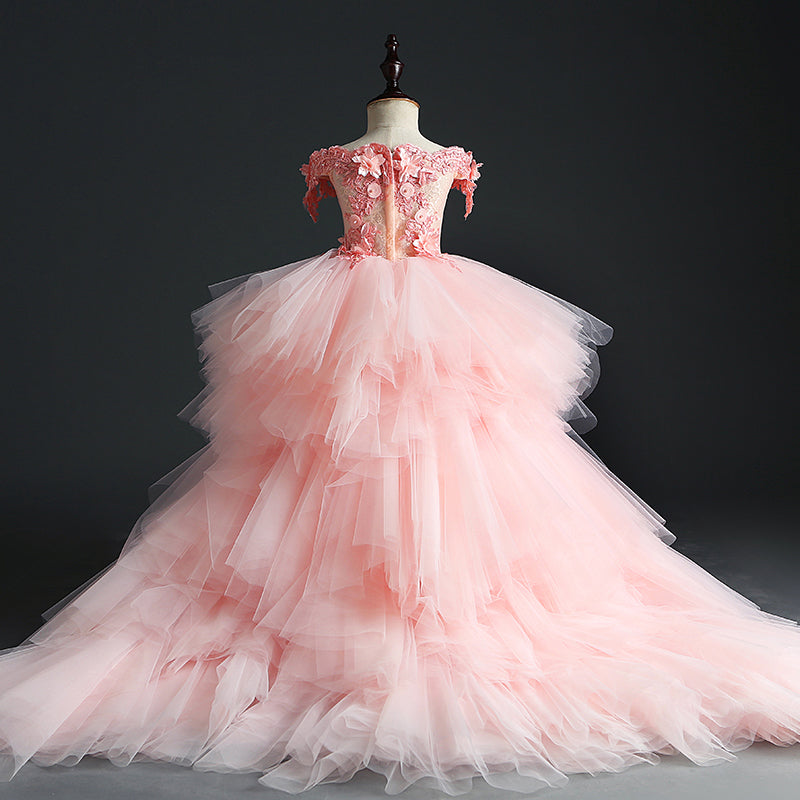 Elegant A-line Floor-Length Off-Shoulder Flower Girl Dress