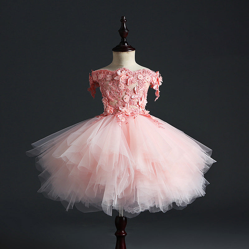 Elegant A-line Floor-Length Off-Shoulder Flower Girl Dress