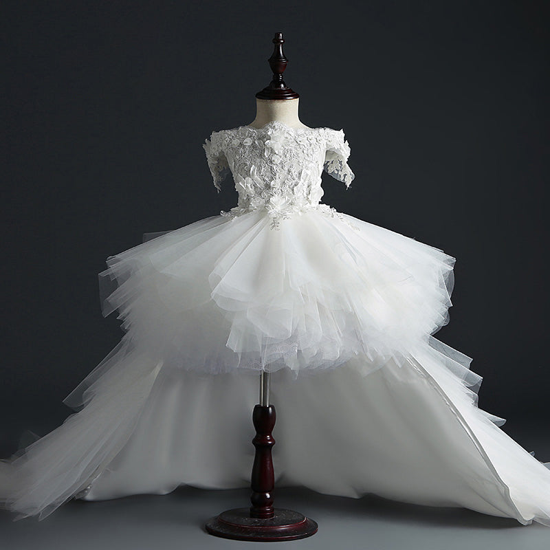 Elegant A-line Floor-Length Off-Shoulder Flower Girl Dress