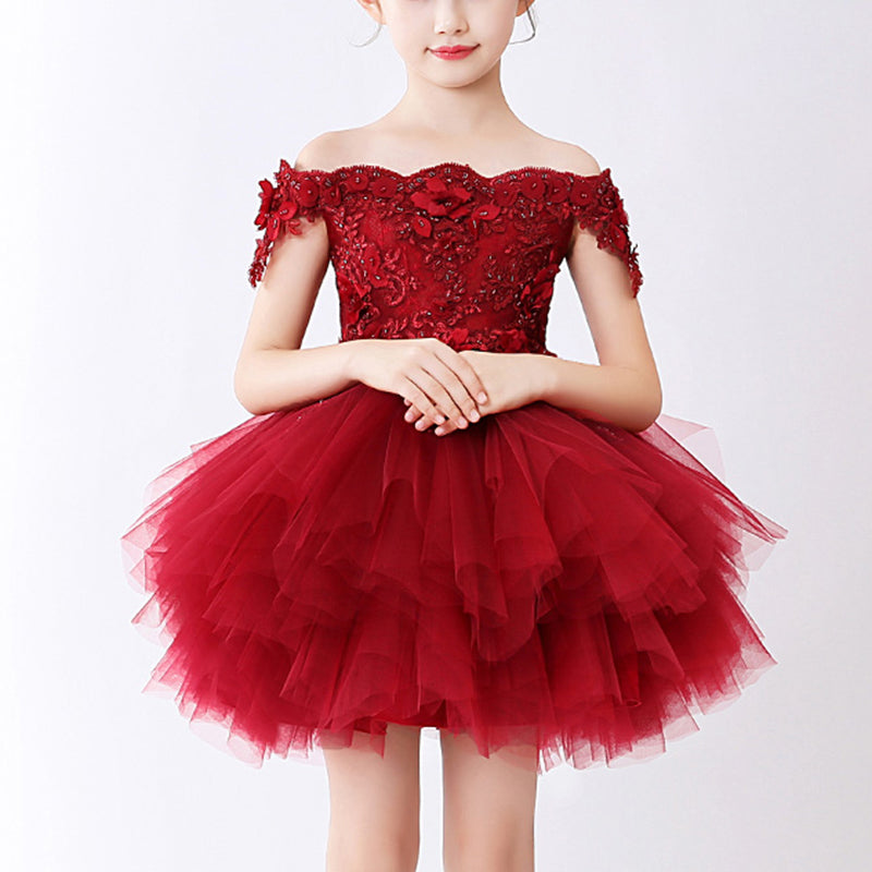 Elegant A-line Floor-Length Off-Shoulder Flower Girl Dress