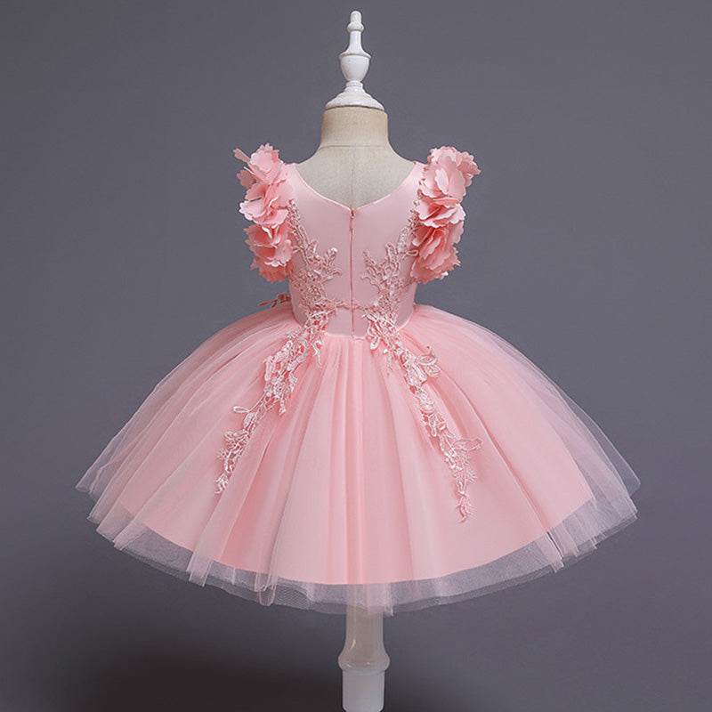 Elegant A-Line Knee-Length Lace Flower Girl Dress with V-Neck