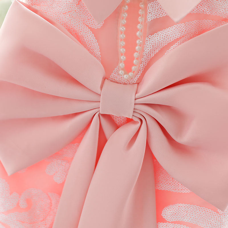 Elegant A-line Tea-Length Flower Girl Dress with Lace and Beads