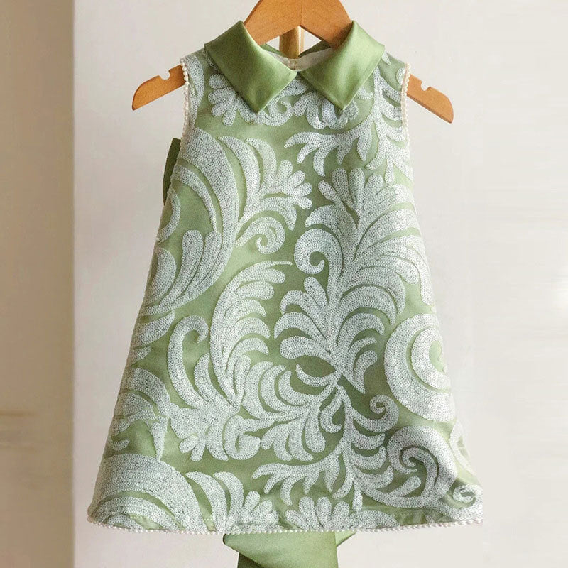 Elegant A-line Tea-Length Flower Girl Dress with Lace and Beads