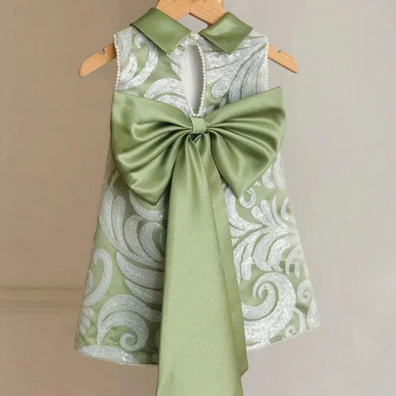 Elegant A-line Tea-Length Flower Girl Dress with Lace and Beads