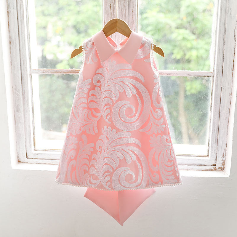 Elegant A-line Tea-Length Flower Girl Dress with Lace and Beads