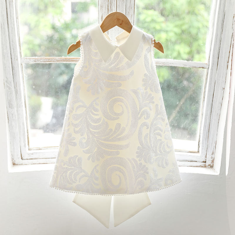 Elegant A-line Tea-Length Flower Girl Dress with Lace and Beads