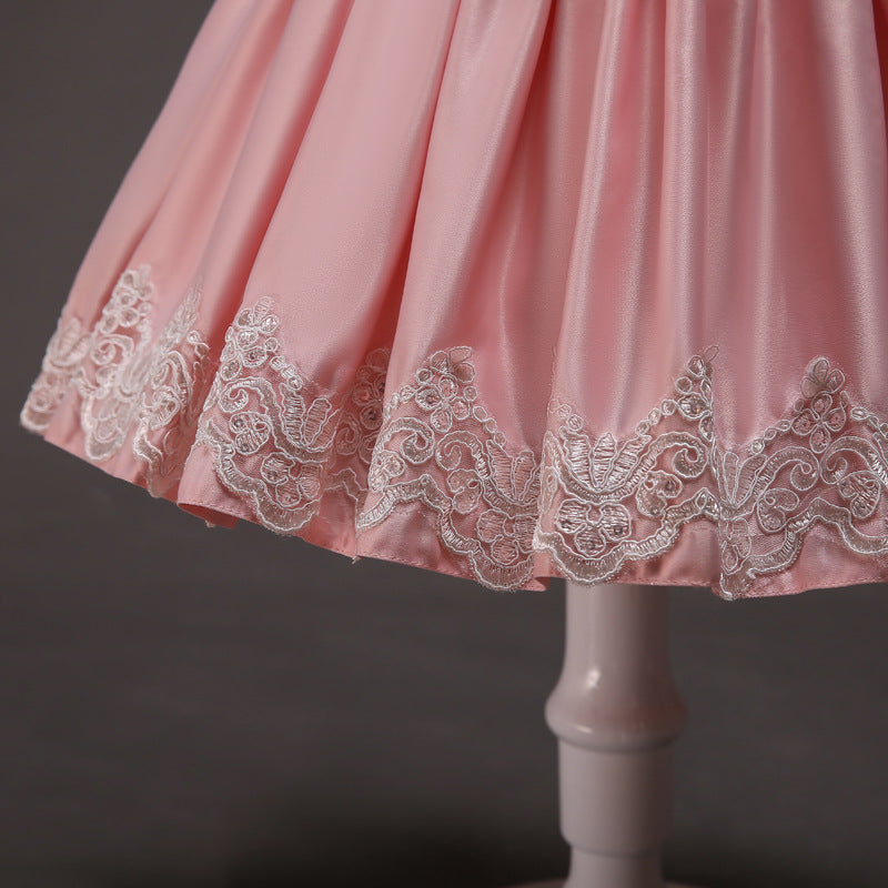 Elegant Lace A-line Flower Girl Dress with Long Sleeves