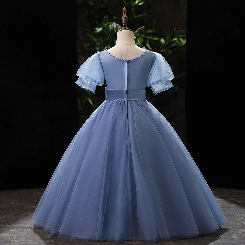 Princess Floor Length Tulle Dress for Girls with Bows | Special Occasion & Flower Girl Gown