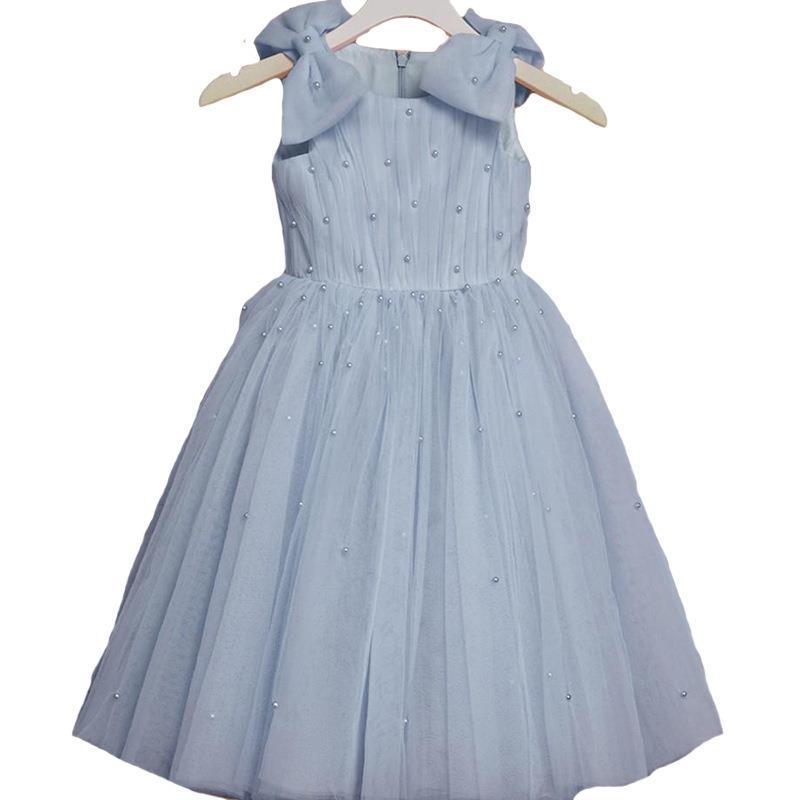 Tea Length Tulle Ball Gown Dress for Girls with Bow – Birthday & Special Occasion