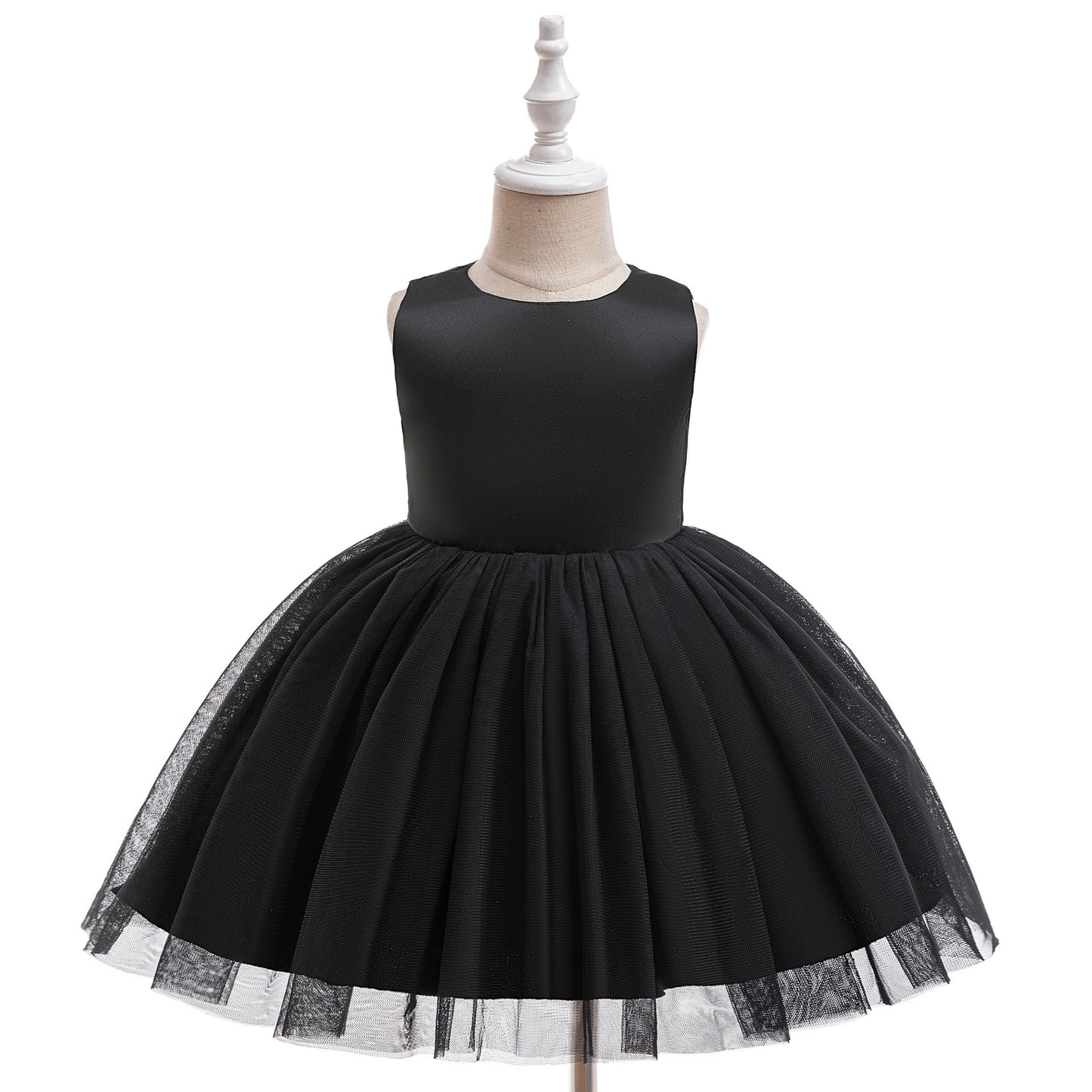 Girls Halloween Tulle Skater Dress Black | Ghost Witch Tea Length Party Outfit