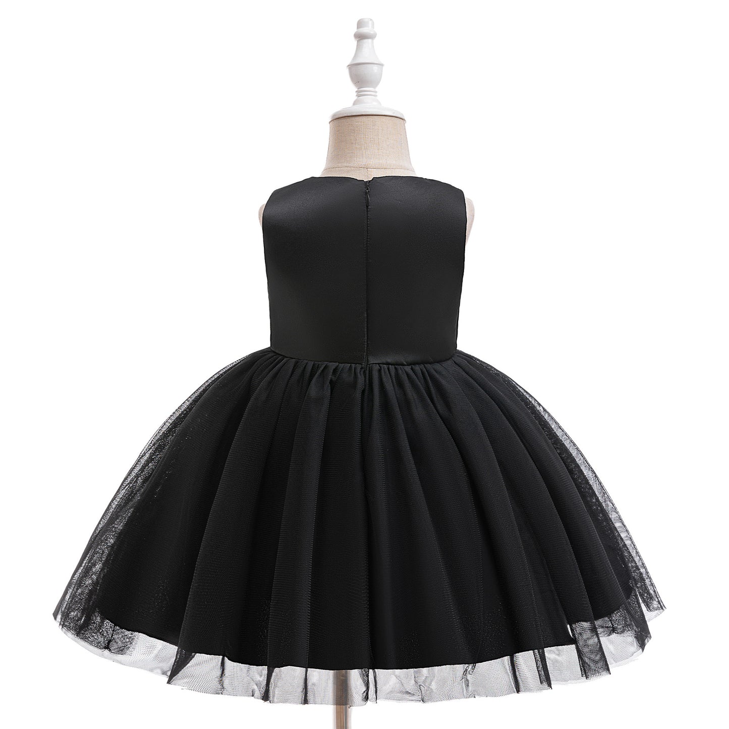 Girls Halloween Tulle Skater Dress Black | Ghost Witch Tea Length Party Outfit