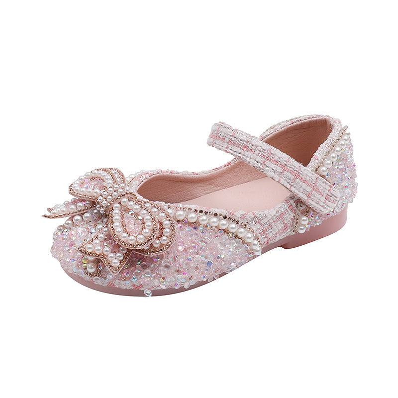 Girls' Glitter Block Heel Closed-Toe Dress Shoes | Party & Flower Girl Shoes