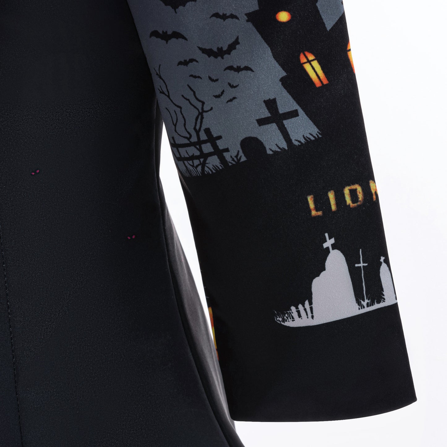 Girls' Halloween Pumpkin Witch A-Line Dress with Bat Print – Floor Length Costume