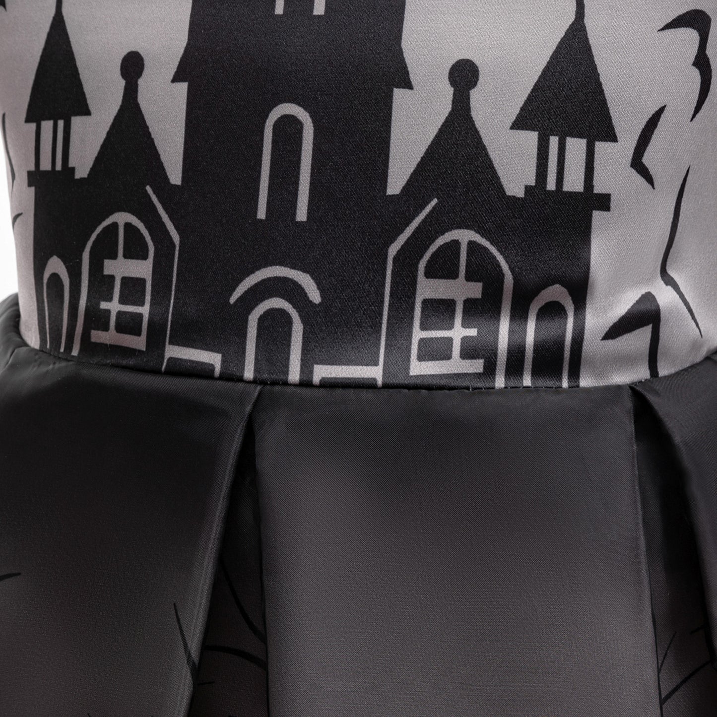 Girls Witch Bat Print Halloween Tea-Length Dress – Cosplay Costume for 3-10 Years