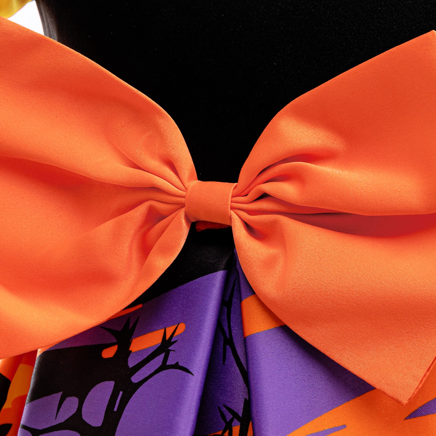Orange Satin Tea Length A-Line Dress for Girls with Ruffle and Bow - Special Occasion Outfit