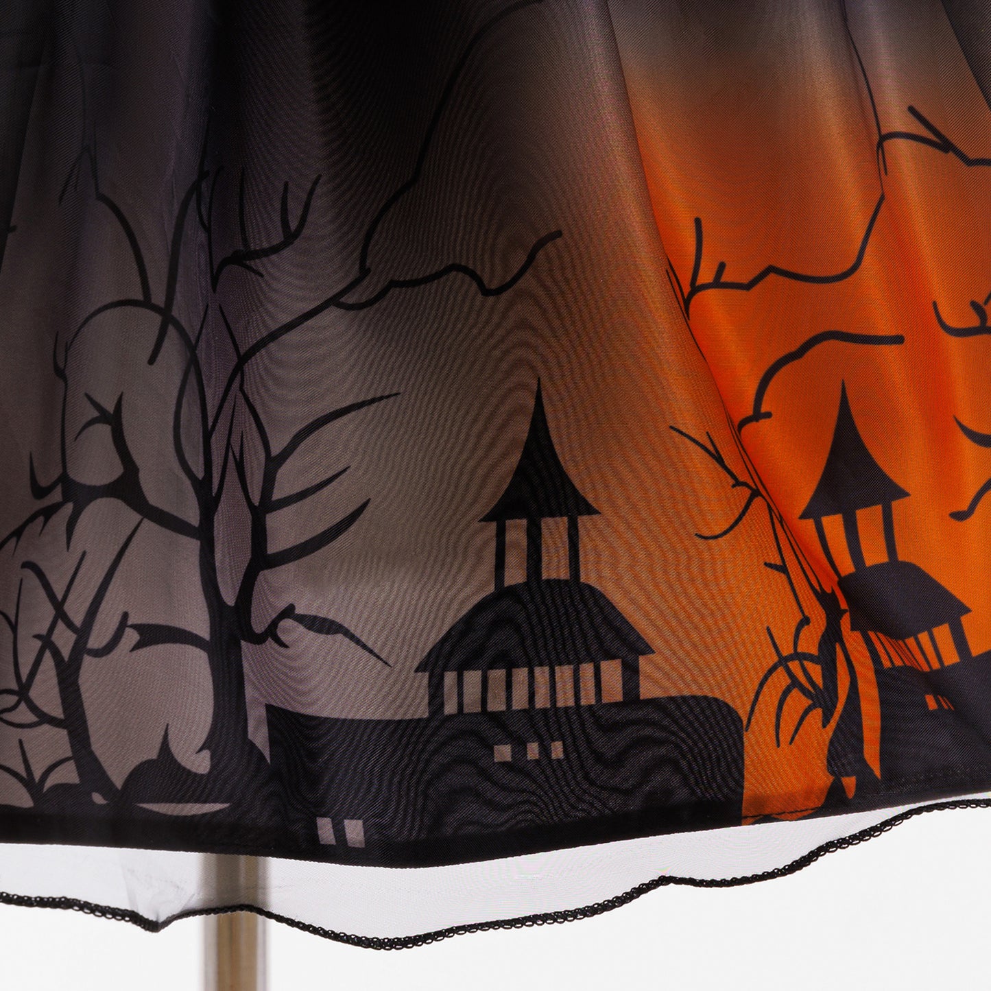 Orange Castle Print Witch Costume Dress for Girls – Halloween Party Outfit