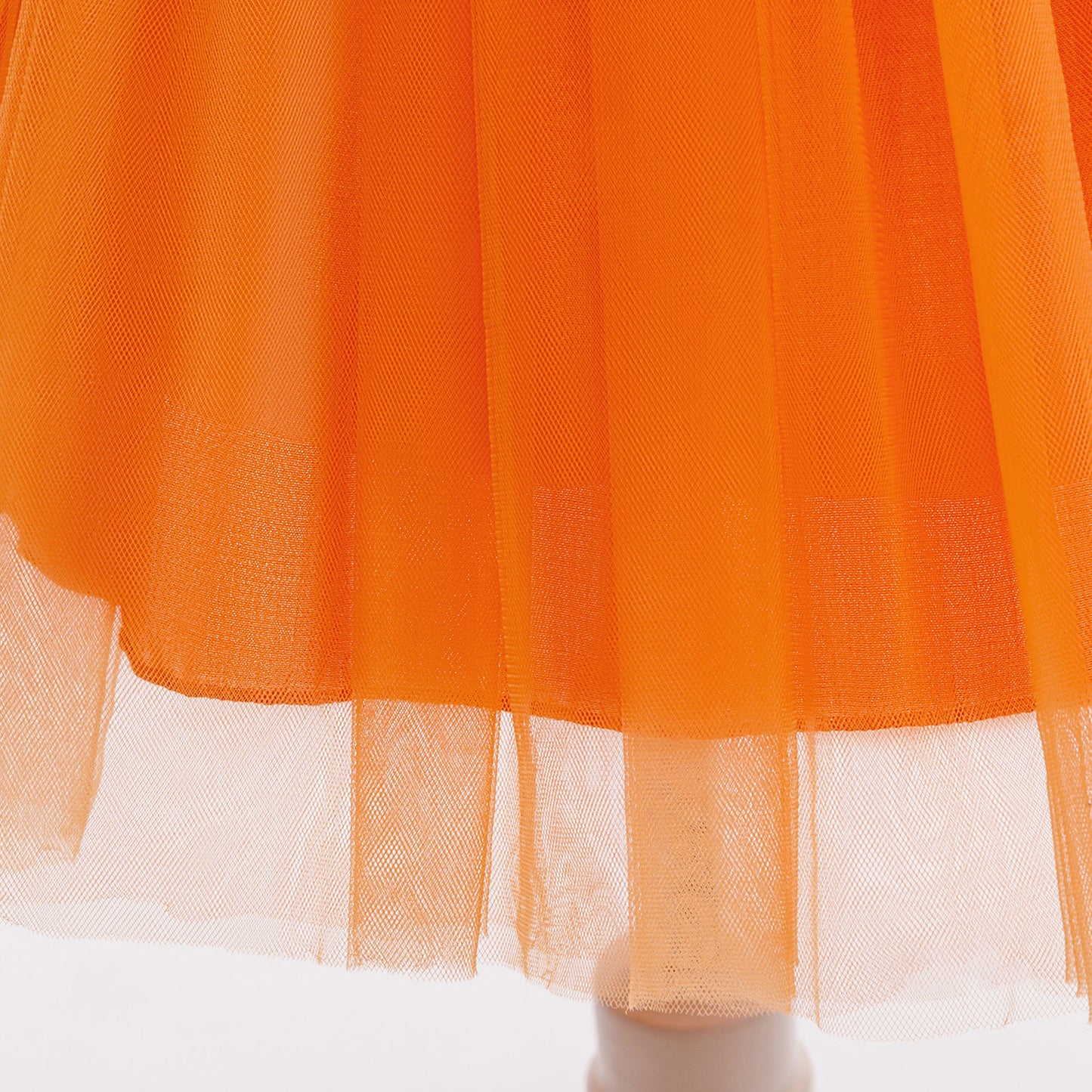 Girls' Orange Pumpkin Sequin Tulle Dress – Halloween & Party Outfit (9M-4Y)