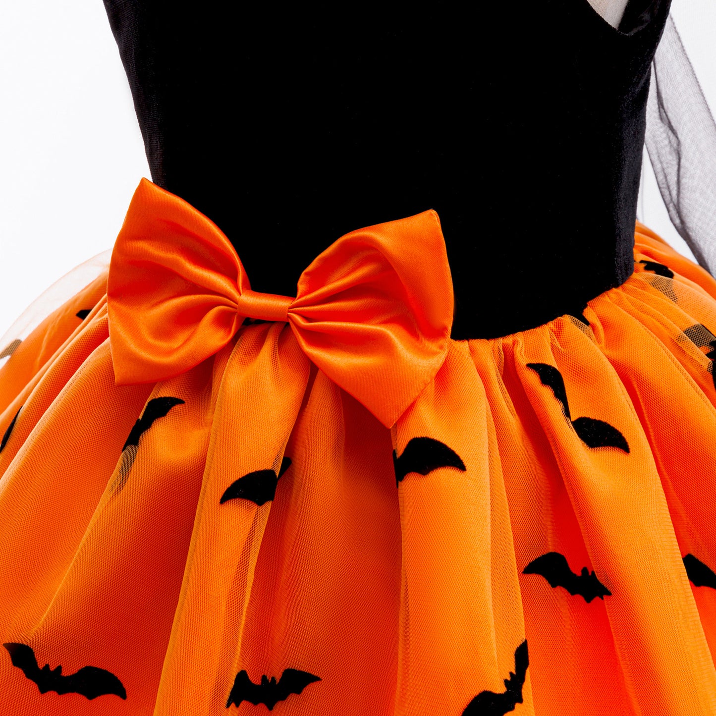 Orange Satin Halter A-Line Girls’ Party Dress with Bow & Ruffles – Knee Length, 3-10 Years