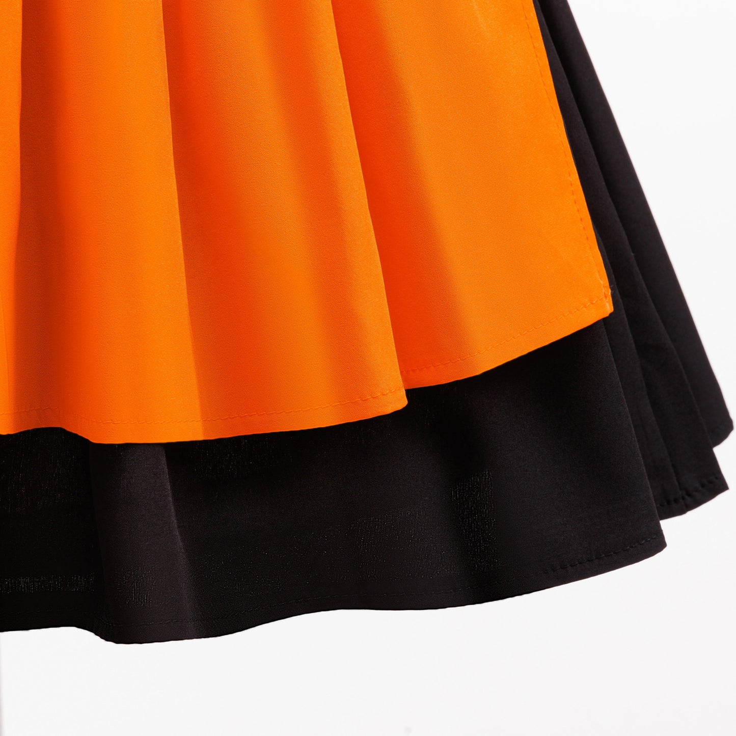 Orange Satin Princess Tea Length Dress for Girls - Puff Sleeves & Ruffles | Party, Halloween, Cosplay
