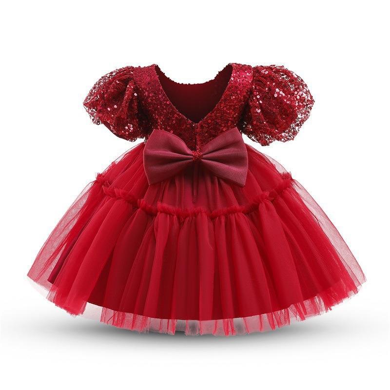 Sequin Ball Gown Tulle Dress for Girls – Short Sleeve Party & Ceremony Wear