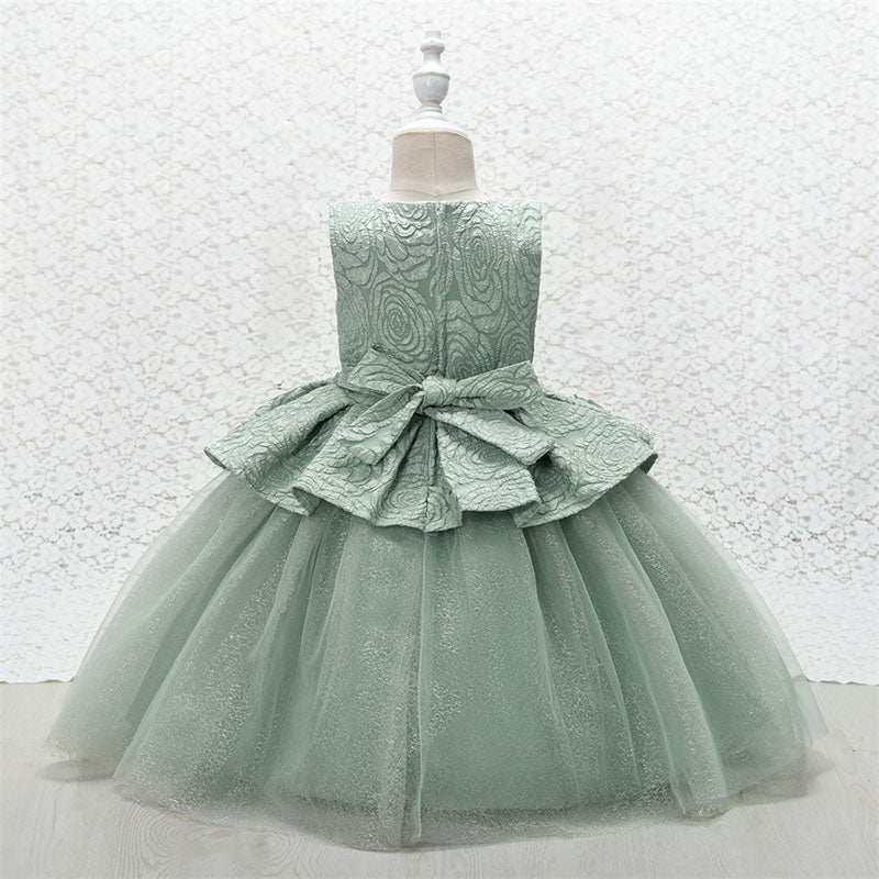 Lace Tulle Princess Flower Girl Dress | Sleeveless Tea