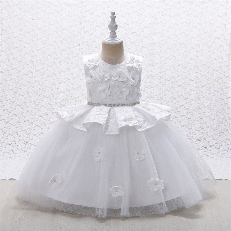 Lace Tulle Princess Flower Girl Dress | Sleeveless Tea